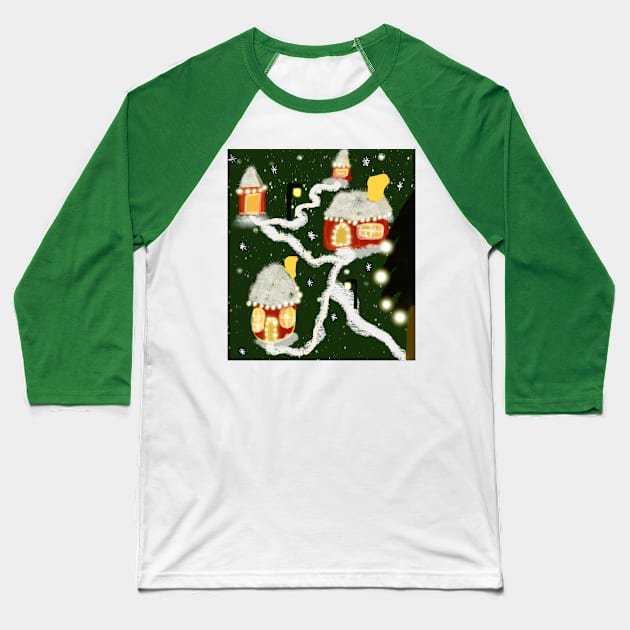 xmas road Baseball T-Shirt by HAIFAHARIS